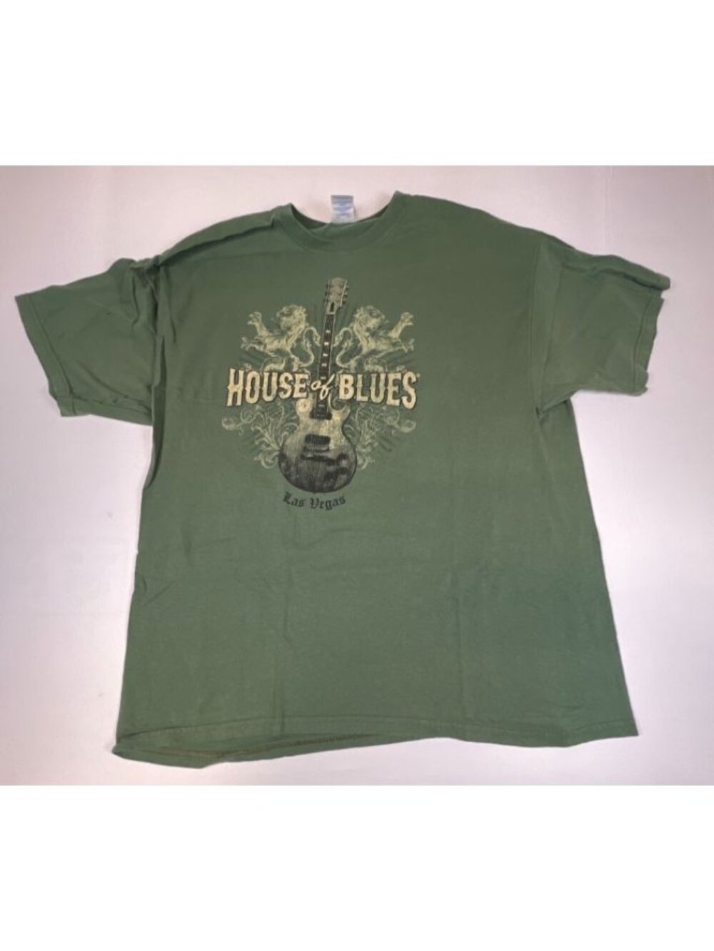 House of Blues Shirt Mens 2XL Green Las Vegas Electric Guitar Graphic Tee